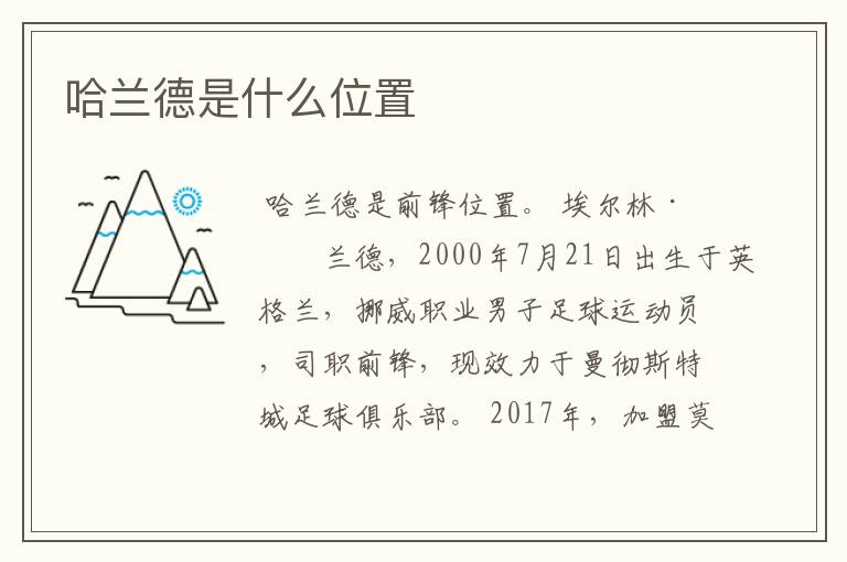 哈兰德是什么位置