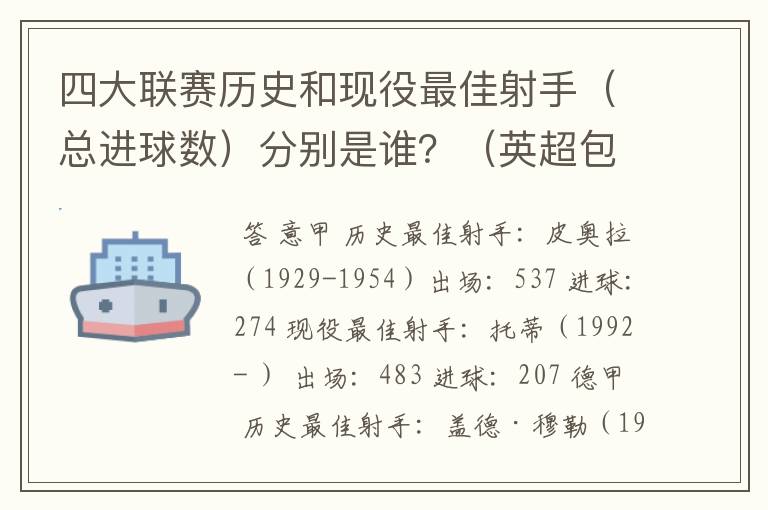 四大联赛历史和现役最佳射手(总进球数)分别是谁?(英超包括英甲)