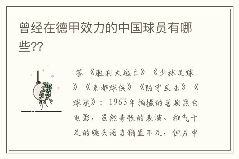 曾经在德甲效力的中国球员有哪些??