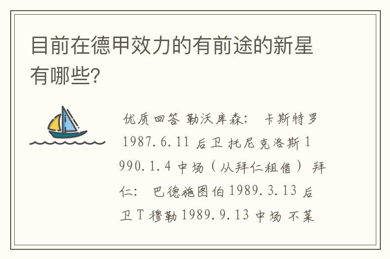 目前在德甲效力的有前途的新星有哪些?