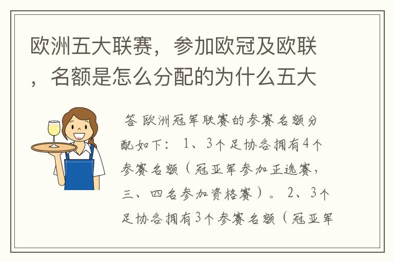 欧洲五大联赛,参加欧冠及欧联,名额是怎么分配的为什么五大联赛只有法甲