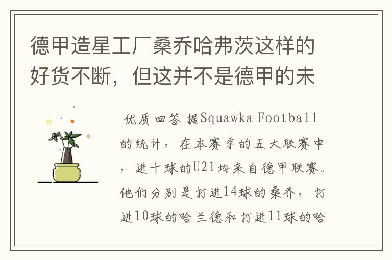 德甲造星工厂桑乔哈弗茨这样的好货不断,但这并不是德甲的未来
