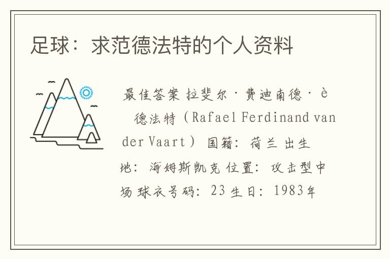 足球:求范德法特的个人资料