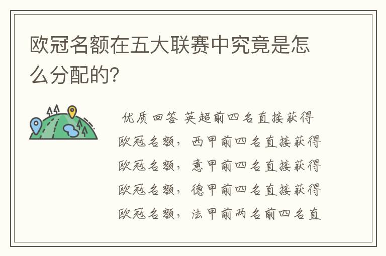 欧冠名额在五大联赛中究竟是怎么分配的?