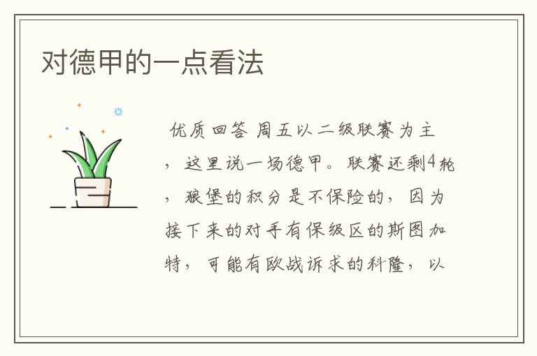 对德甲的一点看法