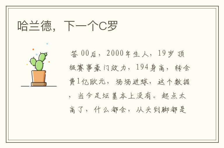 哈兰德,下一个C罗