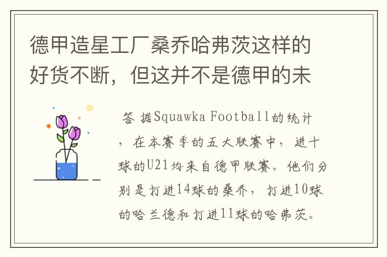 德甲造星工厂桑乔哈弗茨这样的好货不断,但这并不是德甲的未来