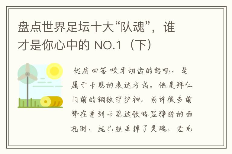 盘点世界足坛十大“队魂”，谁才是你心中的 NO.1（下）
