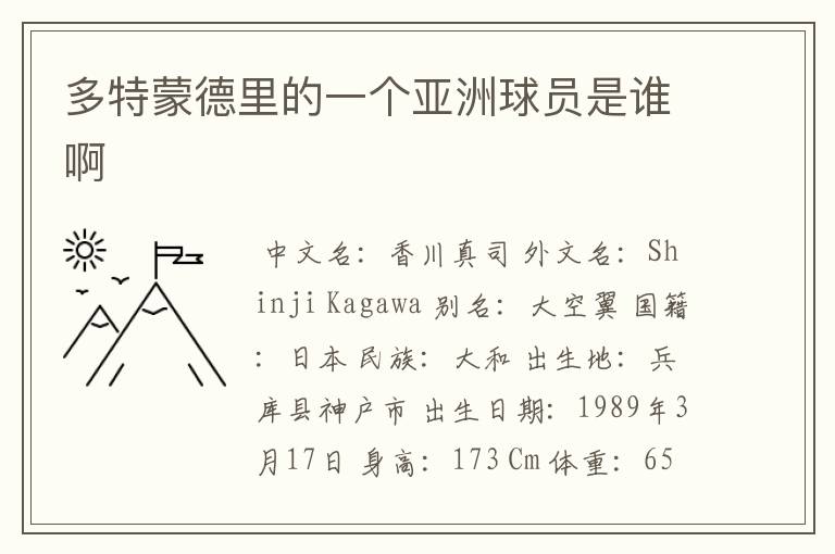多特蒙德里的一个亚洲球员是谁啊