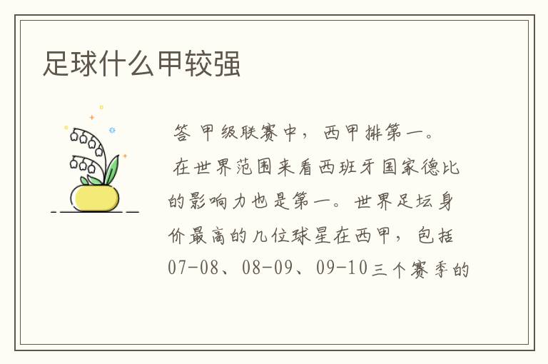 足球什么甲较强