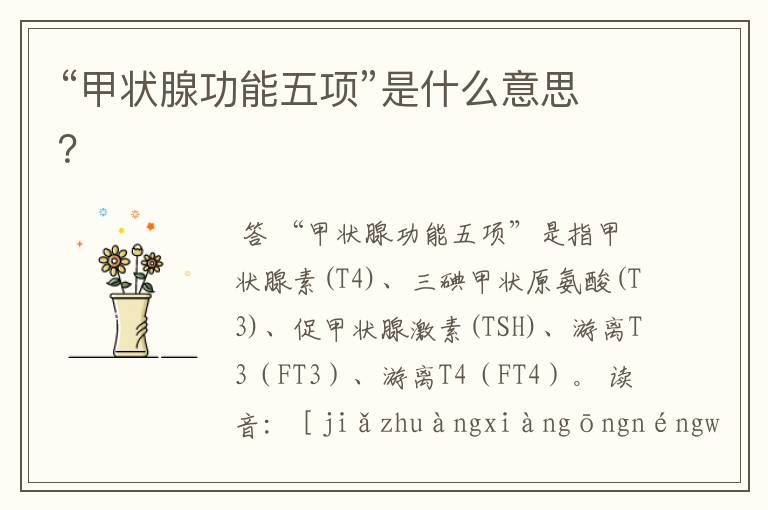 “甲状腺功能五项”是什么意思?