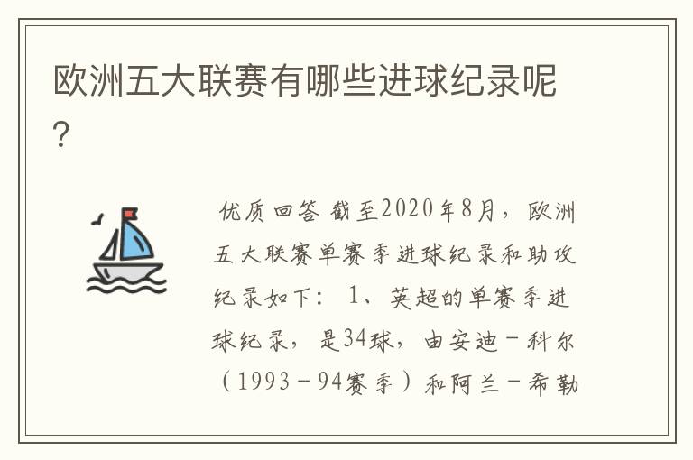 欧洲五大联赛有哪些进球纪录呢?