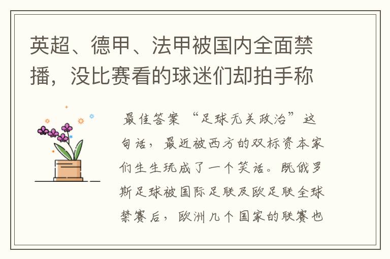英超、德甲、法甲被国内全面禁播,没比赛看的球迷们却拍手称快