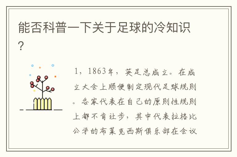 能否科普一下关于足球的冷知识?