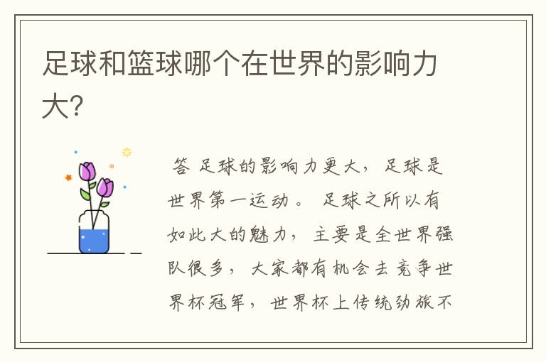 足球和篮球哪个在世界的影响力大?