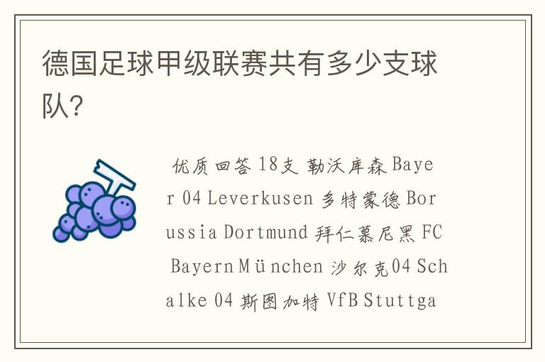 德国足球甲级联赛共有多少支球队?