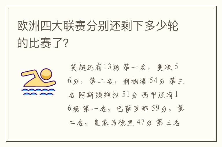 欧洲四大联赛分别还剩下多少轮的比赛了?