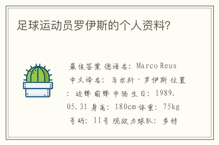 足球运动员罗伊斯的个人资料?