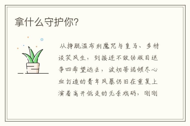 拿什么守护你?