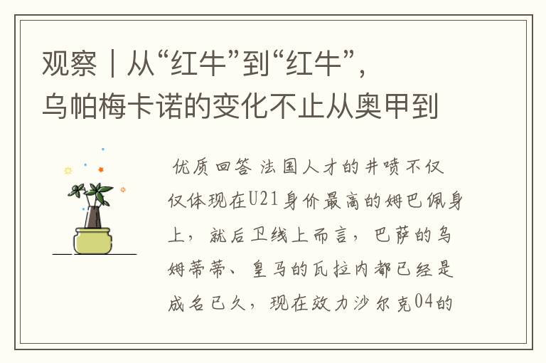 观察|从“红牛”到“红牛”,乌帕梅卡诺的变化不止从奥甲到德甲