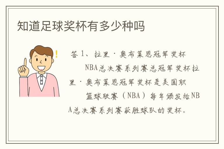知道足球奖杯有多少种吗