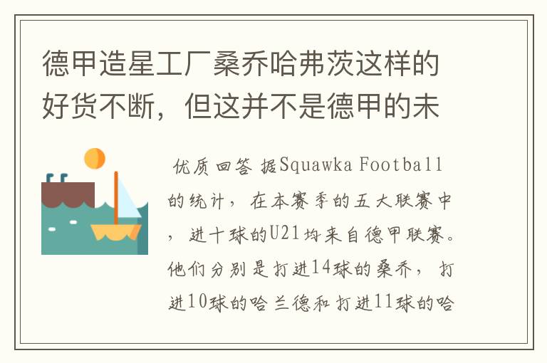 德甲造星工厂桑乔哈弗茨这样的好货不断,但这并不是德甲的未来