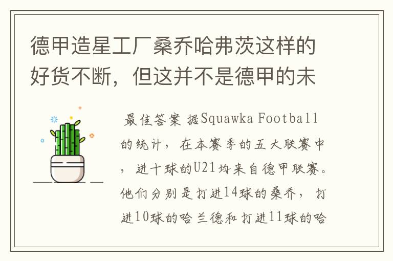 德甲造星工厂桑乔哈弗茨这样的好货不断,但这并不是德甲的未来