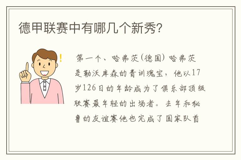 德甲联赛中有哪几个新秀?