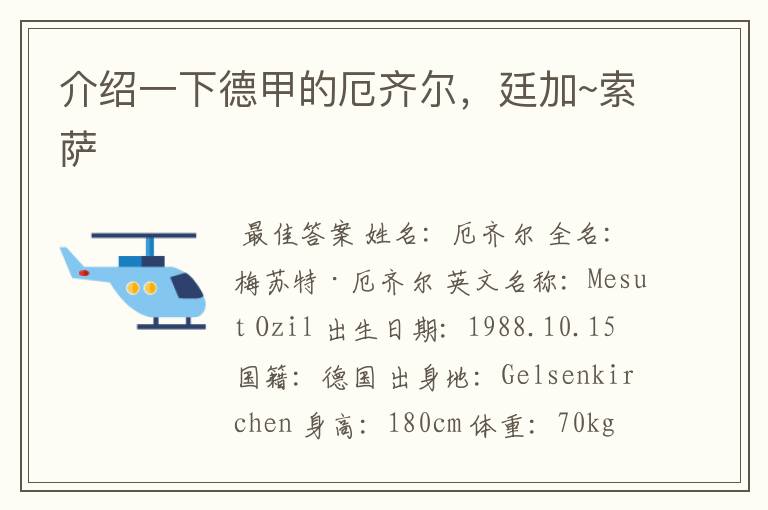 介绍一下德甲的厄齐尔,廷加~索萨