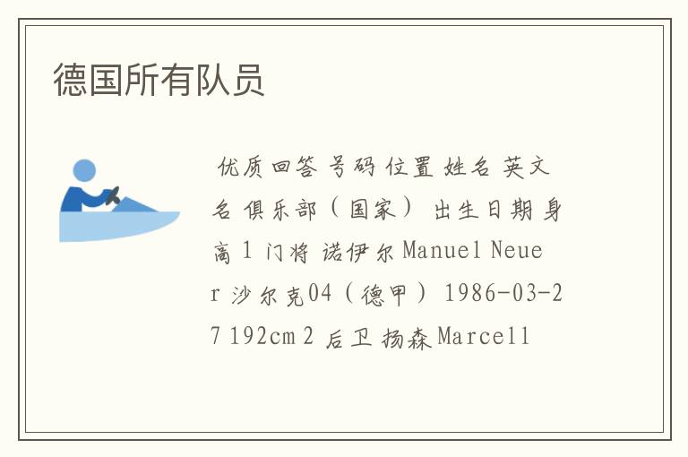德国所有队员