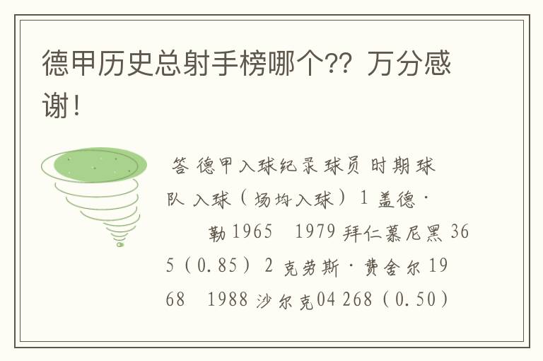 德甲历史总射手榜哪个??万分感谢!