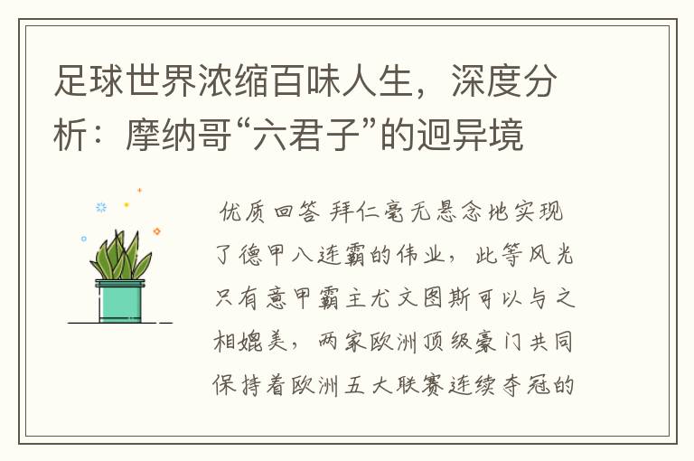 足球世界浓缩百味人生,深度分析:摩纳哥“六君子”的迥异境遇
