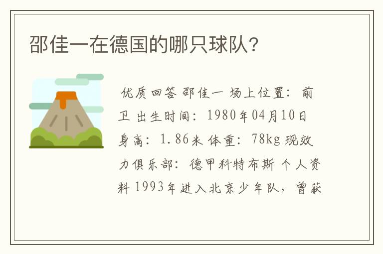 邵佳一在德国的哪只球队?