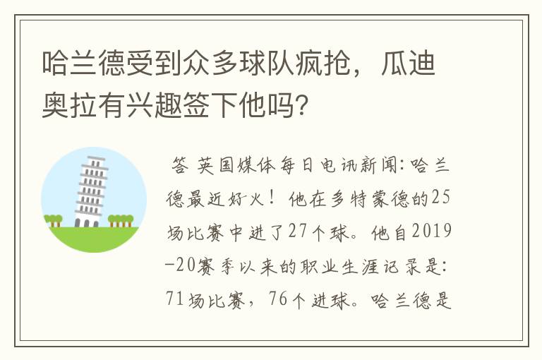 哈兰德受到众多球队疯抢,瓜迪奥拉有兴趣签下他吗?