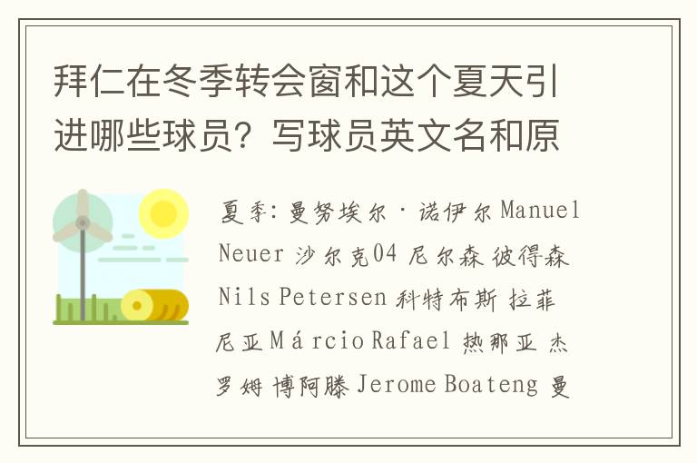 拜仁在冬季转会窗和这个夏天引进哪些球员?写球员英文名和原来的球队