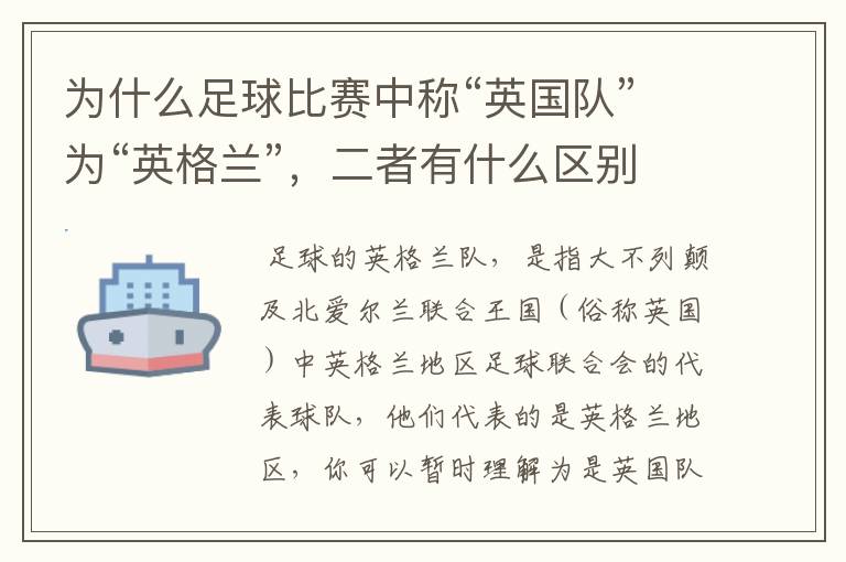 为什么足球比赛中称“英国队”为“英格兰”,二者有什么区别