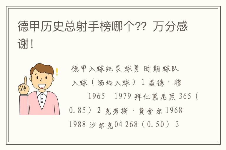 德甲历史总射手榜哪个??万分感谢!