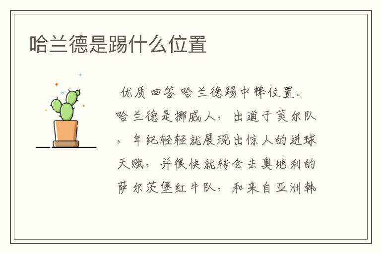 哈兰德是踢什么位置