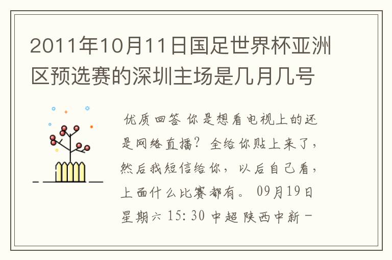 2011年10月11日国足世界杯亚洲区预选赛的深圳主场是几月几号开打? 在哪个区哪个球场?在哪里购票