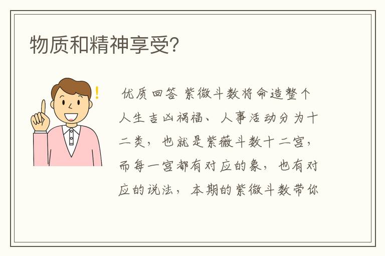 物质和精神享受?