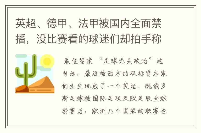 英超、德甲、法甲被国内全面禁播,没比赛看的球迷们却拍手称快