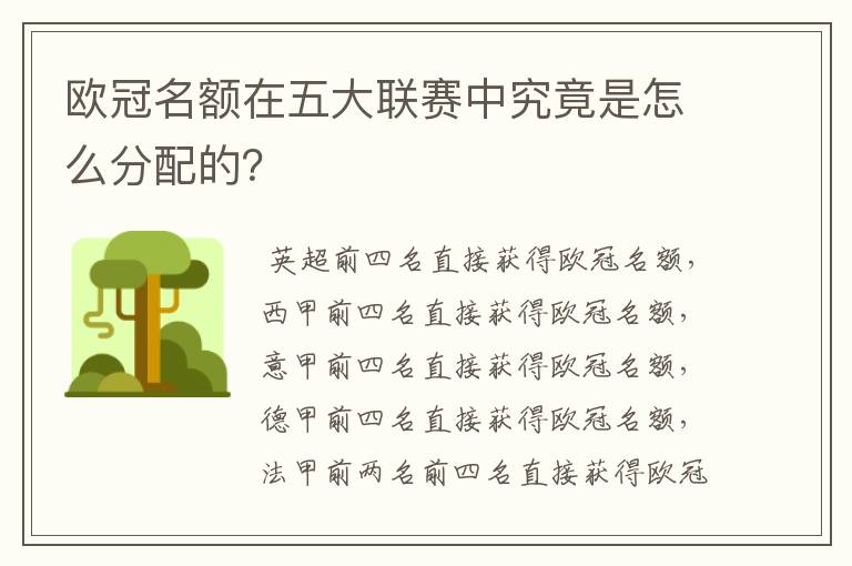 欧冠名额在五大联赛中究竟是怎么分配的?