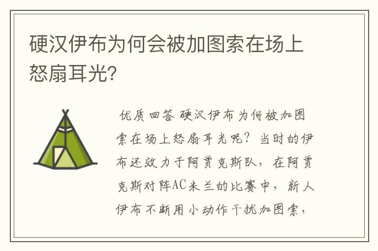 硬汉伊布为何会被加图索在场上怒扇耳光?
