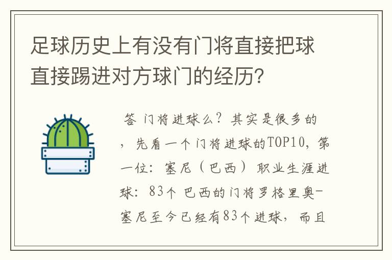 足球历史上有没有门将直接把球直接踢进对方球门的经历?