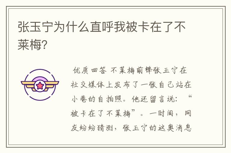 张玉宁为什么直呼我被卡在了不莱梅?