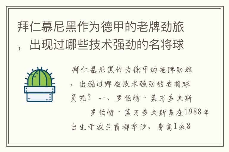 拜仁慕尼黑作为德甲的老牌劲旅,出现过哪些技术强劲的名将球员呢?