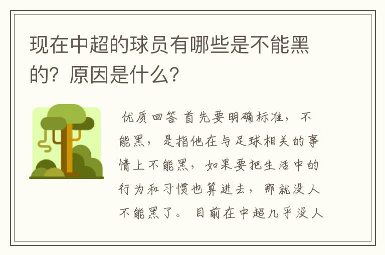 现在中超的球员有哪些是不能黑的?原因是什么?