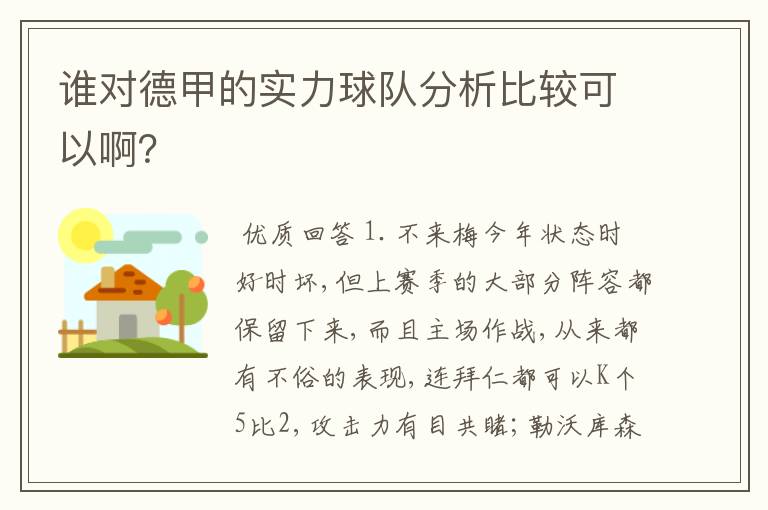 谁对德甲的实力球队分析比较可以啊?