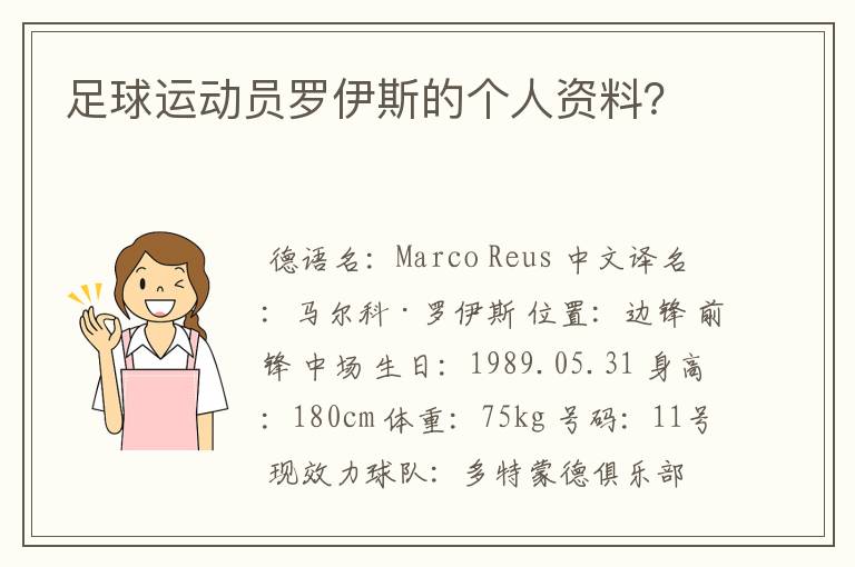 足球运动员罗伊斯的个人资料?