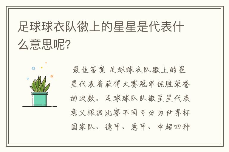 足球球衣队徽上的星星是代表什么意思呢?